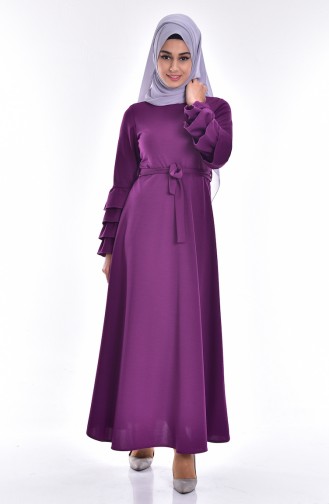 Dress with Belt 1002-01 Purple 1002-01
