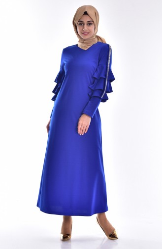 Saxe Hijab Evening Dress 3246-04