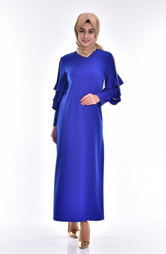 Saxe Hijab Evening Dress 3246-04