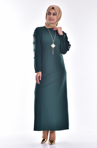 Green Hijab Evening Dress 3244-04