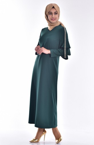 Green Hijab Evening Dress 3246-03