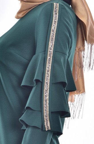 Green Hijab Evening Dress 3246-03