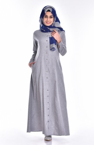Light Gray Hijab Dress 2839-09
