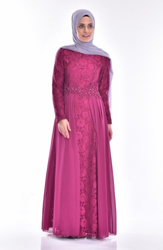 Light Plum Hijab Evening Dress 0112-05