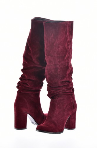 Women Long Boots 50154-03 Claret Red 50154-03