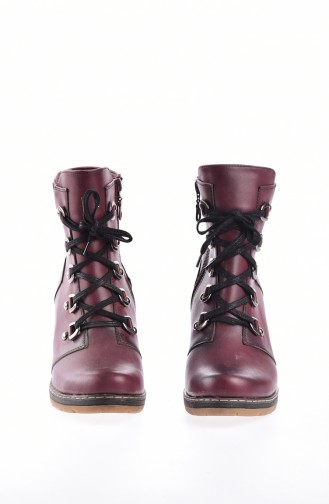 Laced Wedge Heel Boots 50120-02 Claret Red 50120-02