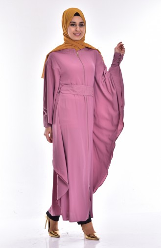 Abaya mit Fledermausärmeln 4024-01 Rosa 4024-01