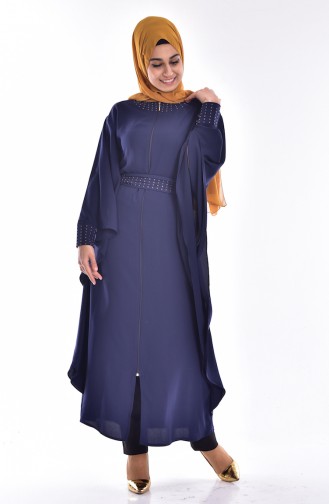 Abaya mit Fledermausärmeln 4024-04 Dunkelblau 4024-04