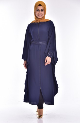 Abaya Manches Chauve-Souris 4024-04 Bleu Marine 4024-04