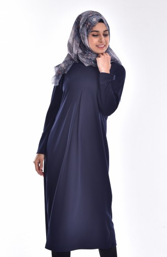 Krep Uzun Tunik 1012-03 Lacivert