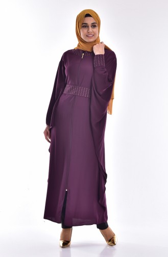 Abaya mit Fledermausärmeln 4024-02 Lila 4024-02