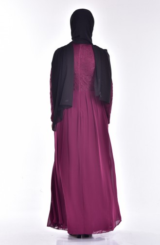 Plum Hijab Evening Dress 0112-01