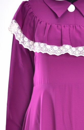 Robe Détail Dentelle 0045-01 Plum 0045-01