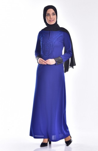 Saks-Blau Hijab Kleider 2126-07