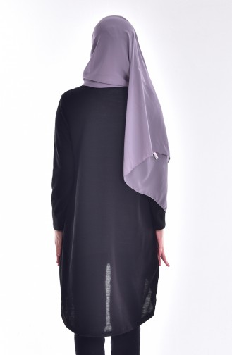 Asymmetrischer Pullover mit Perlen 0704-03 Schwarz 0704-03