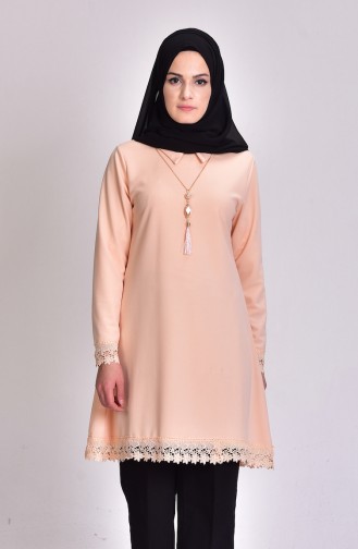 Laced Tunic with Necklace 6083-07 Salmon 6083-07