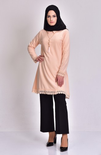Laced Tunic with Necklace 6083-07 Salmon 6083-07