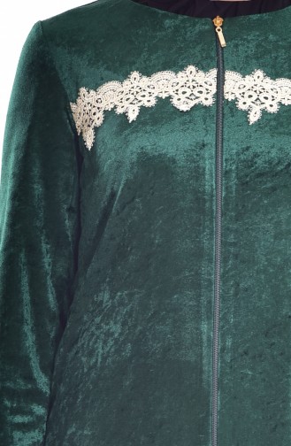 Abaya Velours a Dentelle 3224-04 Vert 3224-04