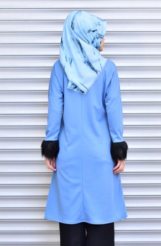 Fur Detailed Tunic 3140-02 Baby Blue 3140-02