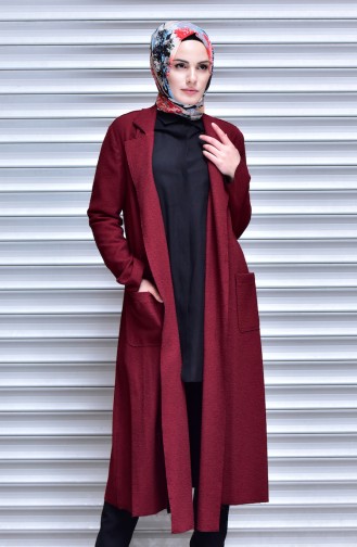 Coat with Pockets 0421-01 Claret Red 0421-01