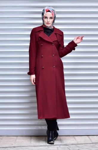 Buttoned Coat 0438-01 Claret Red 0438-01