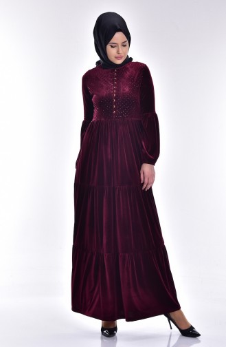 Claret Red Hijab Dress 1529-07