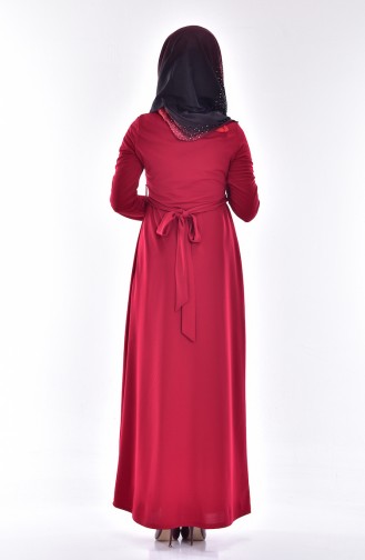 Dress with Belt 3853-04 Claret Red 3853-04
