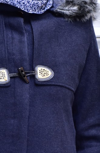 Buttoned Cache Coat 71143-03 Navy Blue 71143-03