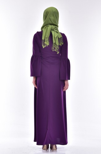 Decorated Spanish Sleeve Dress 3850-03 Purple 3850-03