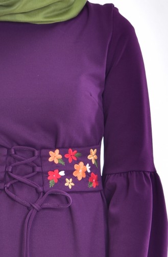 Decorated Spanish Sleeve Dress 3850-03 Purple 3850-03