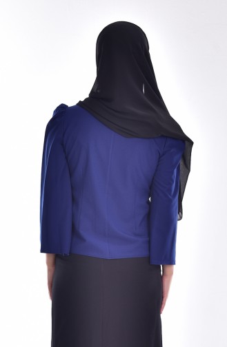 Blouse Détail Plissée 0028-02 Bleu Roi 0028-02