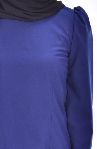 Blouse Détail Plissée 0028-02 Bleu Roi 0028-02