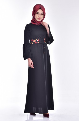 Decorated Spanish Sleeve Dress 3850-01 Black 3850-01