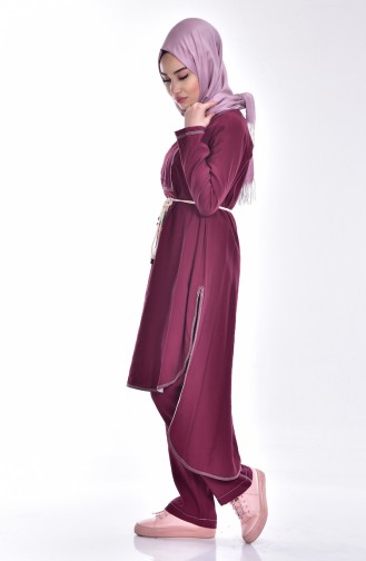 Tunik Pantolon İkili Takım 0966-01 Vişne