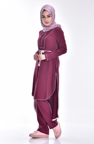 Tunik Pantolon İkili Takım 0966-01 Vişne