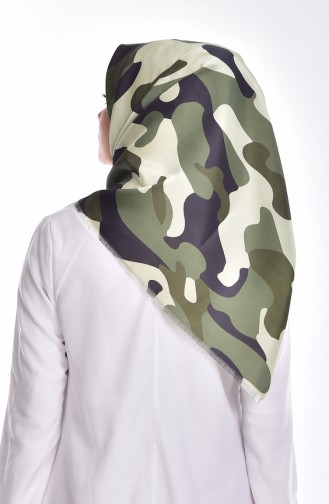 Echarpe Taffetas a Motif Camouflage 95043-01 Vert Militaire 01