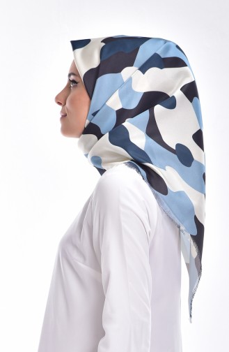 Camouflage Gemustertes Taft Kopftuch 95043-02 Baby Blau 02