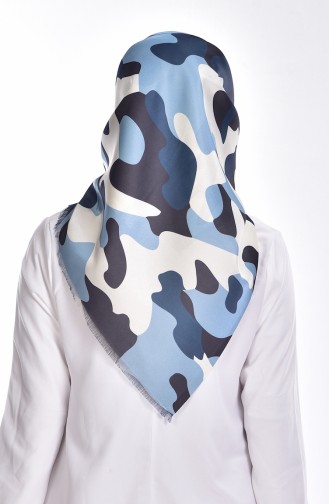 Camouflage Gemustertes Taft Kopftuch 95043-02 Baby Blau 02