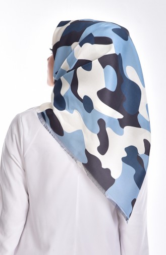 Echarpe Taffetas a Motif Camouflage 95043-02 Bleu Bébé 02