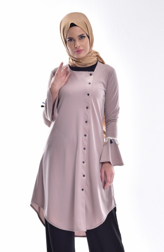 Tasseled Sleeve Tunic 4046-01 Beige 4046-01