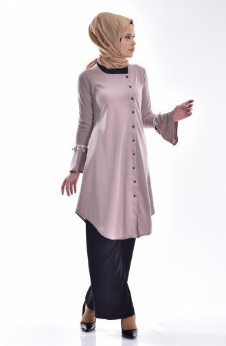 Tasseled Sleeve Tunic 4046-01 Beige 4046-01