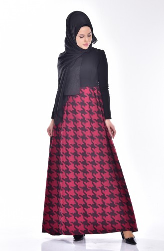 Claret Red Hijab Dress 2027-01