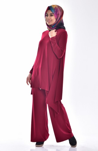 Tunic Trousers Suit 0640-05 Claret Red 0640-05