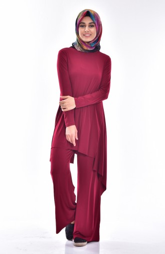 Tunic Trousers Suit 0640-05 Claret Red 0640-05