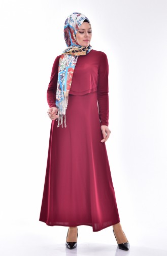 Weinrot Hijab Kleider 6133-01
