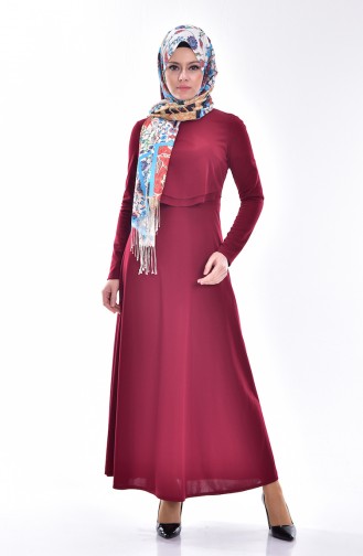 Weinrot Hijab Kleider 6133-01