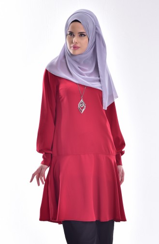Tunic with Necklace 4033-06 Claret Red 4033-06