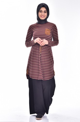 Tunic with Pockets and Laces 0652-02 Claret Red 0652-02