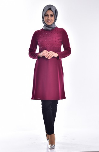 Tunic with Pearls in Front 4148-07 Fuchsia 4148-07