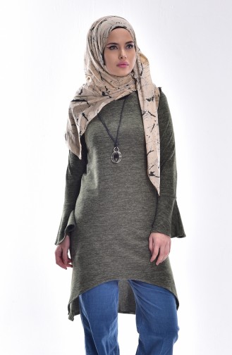 Knitwear Sweater with Necklace 4051-04 Khaki 4051-04